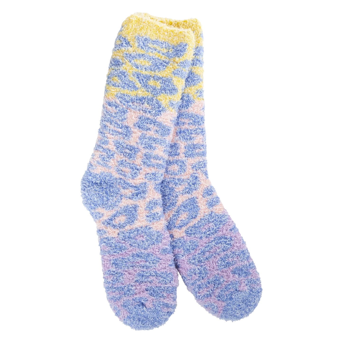 Blue Multi Leopard Fuzzy Socks