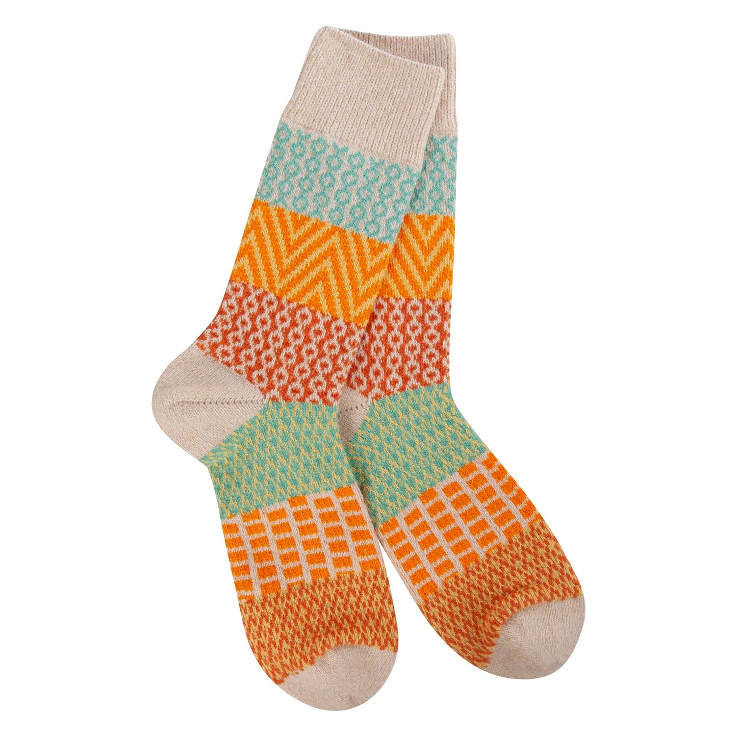 Wheat Stripe Fuzzy Socks