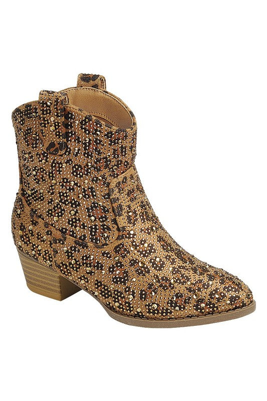 Leopard Rhinestone Boots- Short Western