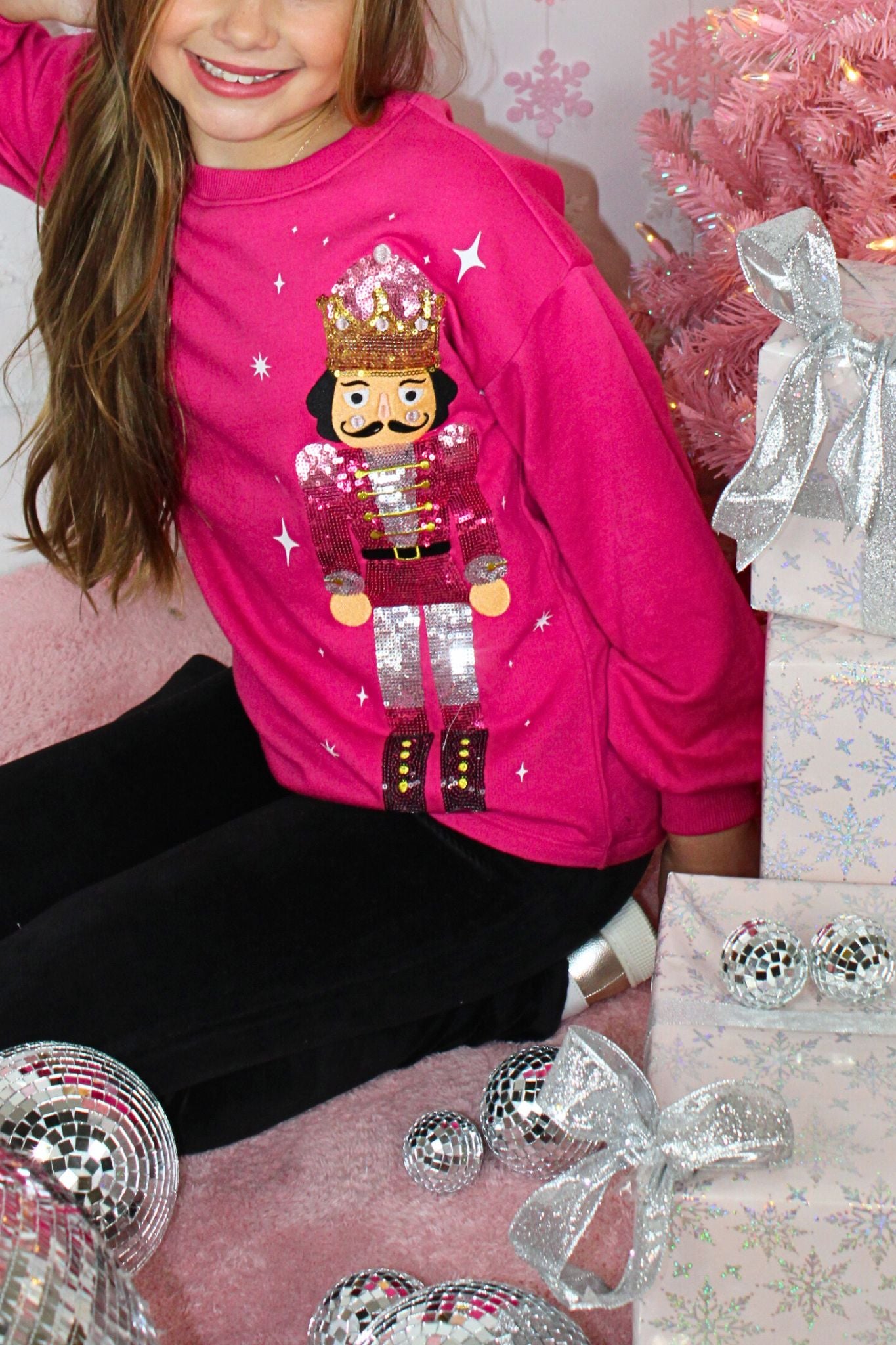 Pink Sequin Nutcracker Sweatshirt