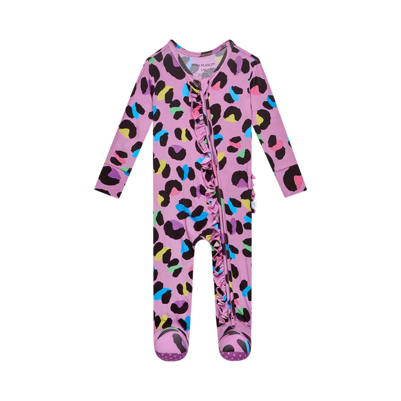 Electric Leopard Ruffle Footie