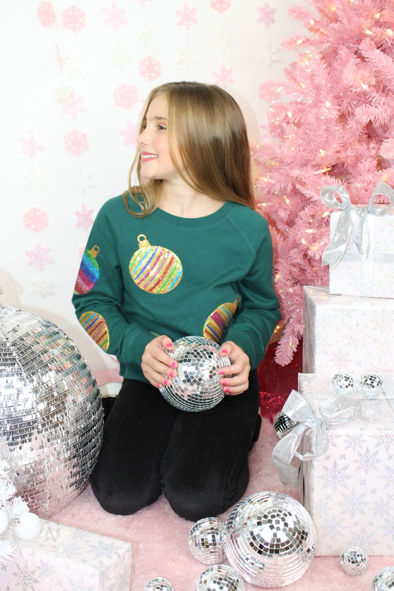 Sequin Christmas Ornament Sweatshirt