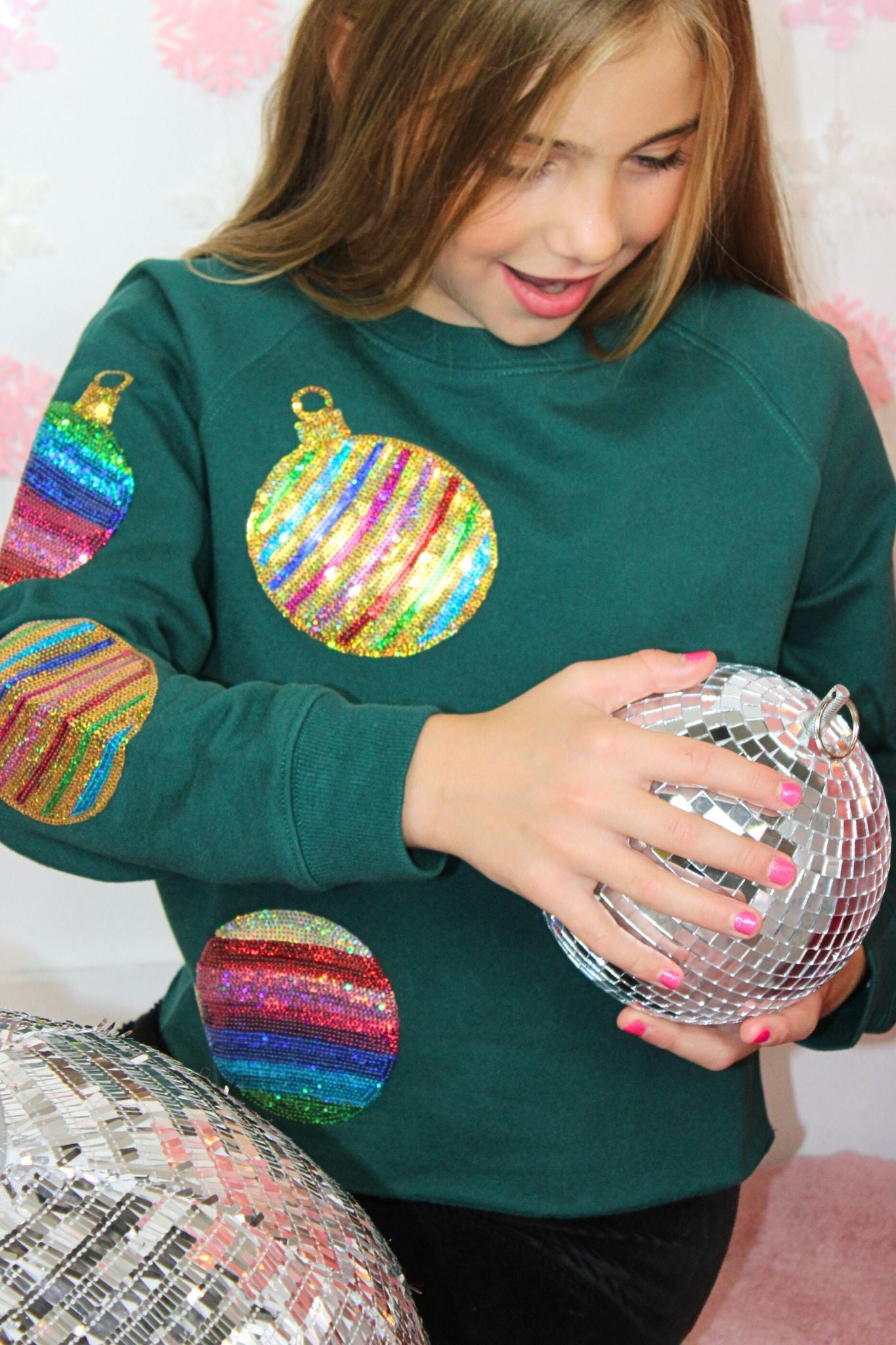 Sequin Christmas Ornament Sweatshirt