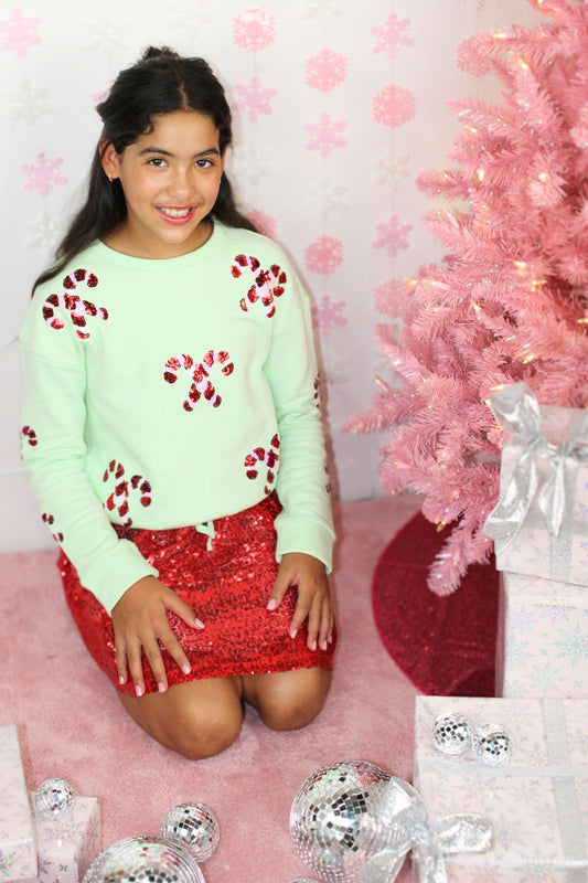 Sequin Candy Cane Sweatshirt