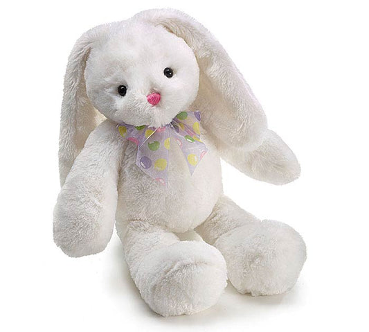 Plush White Bunny W/Sheer Easter Egg Bow