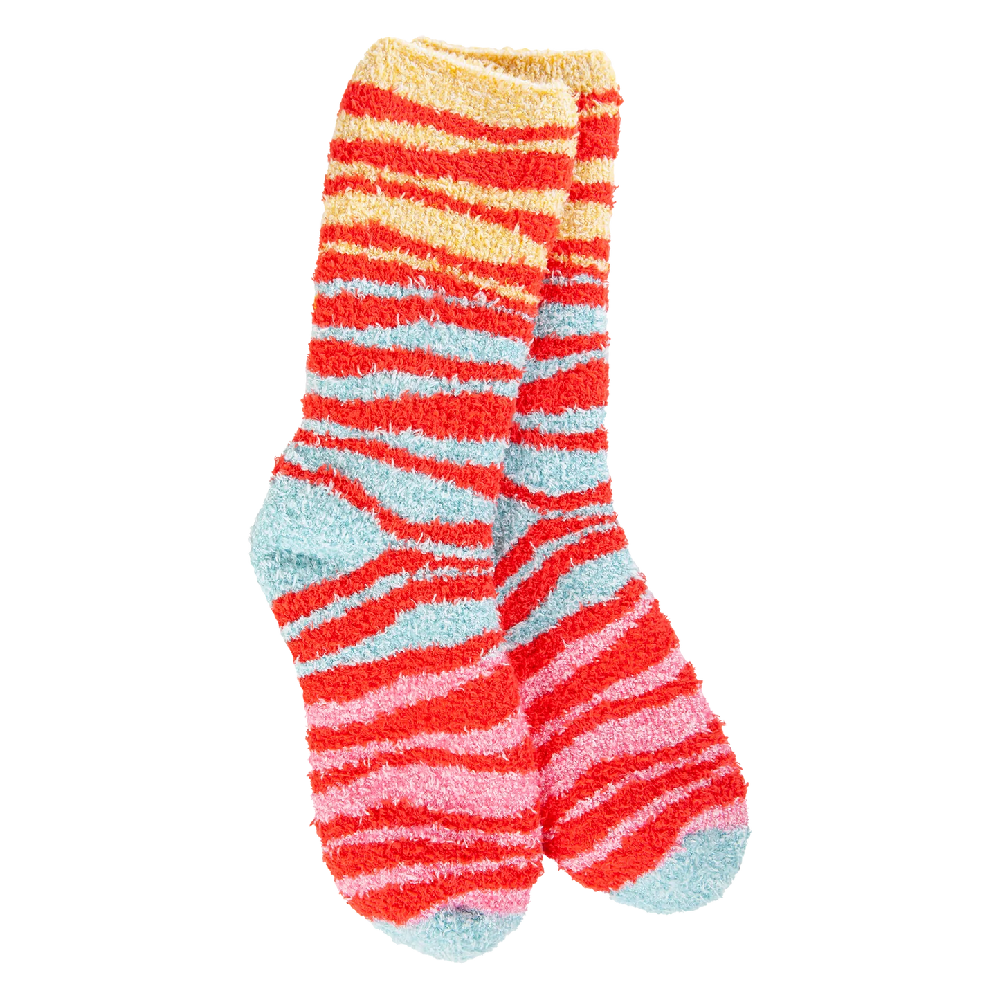 Orange Multi Zebra Fuzzy Socks