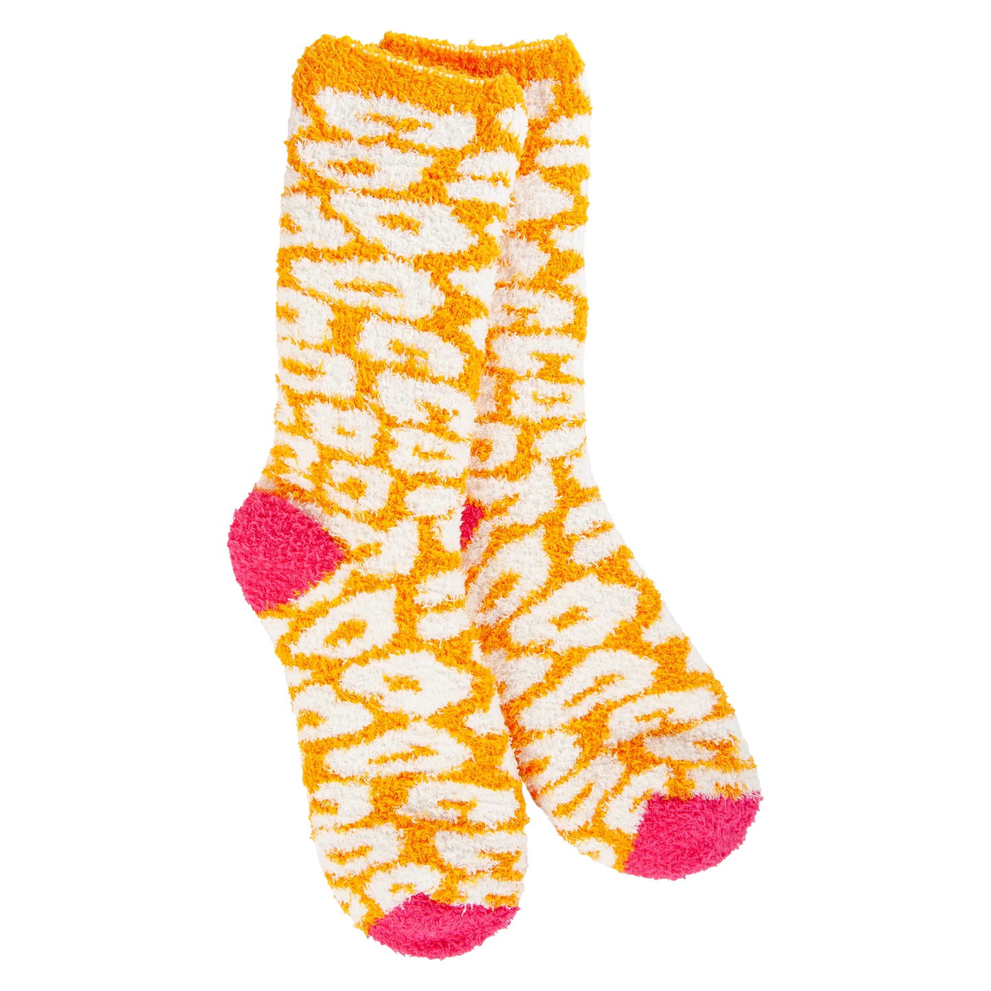 Orange Multi Leopard Fuzzy Socks