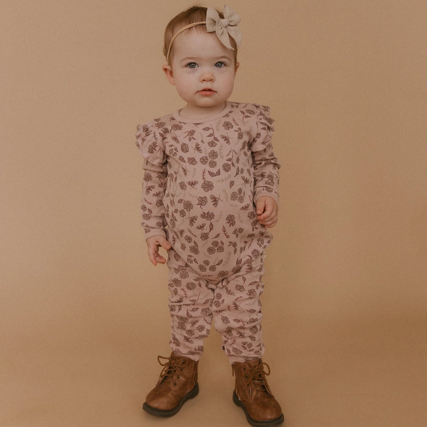 Organic Ruffle Full Sleeve Romper Mystic Floral