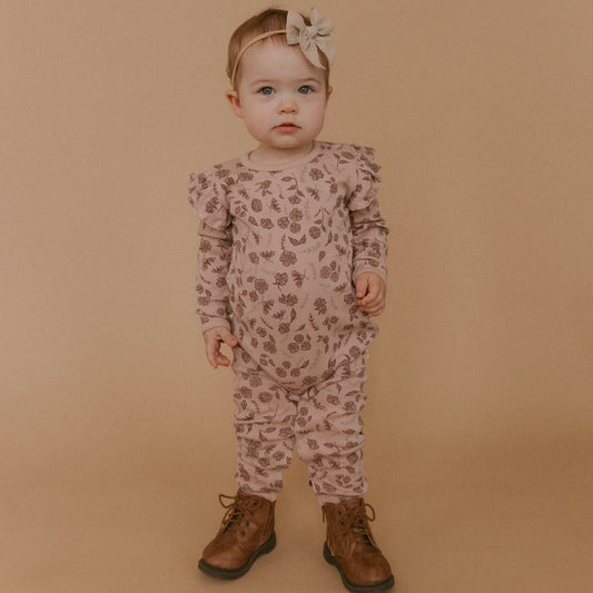 Organic Ruffle Full Sleeve Romper Mystic Floral