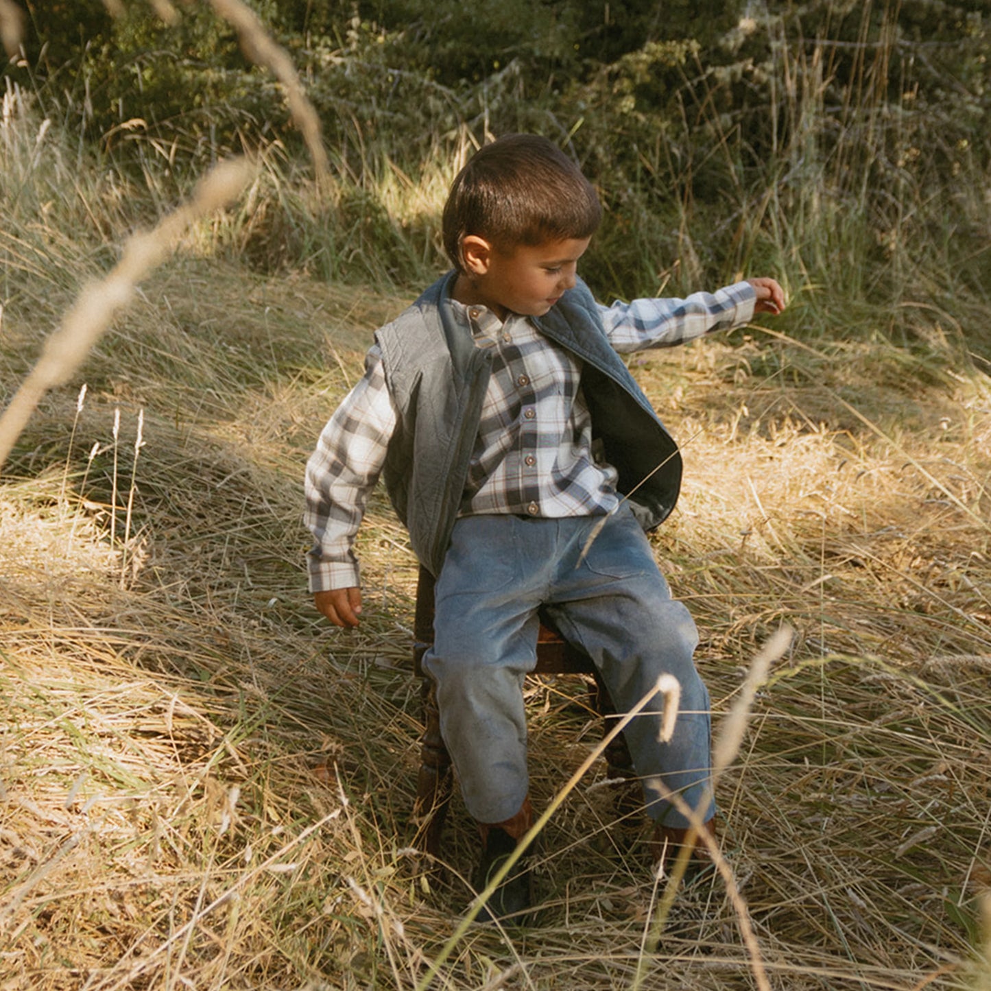Organic Collared LS Shirt Plaid Checks