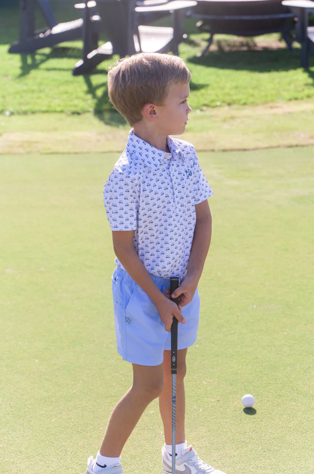 Golf Cart Print Performance Polo