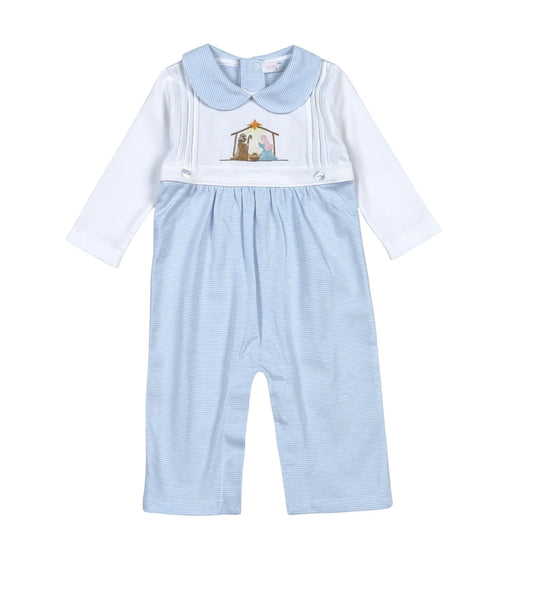 Blue Holy Night Embroidered Romper