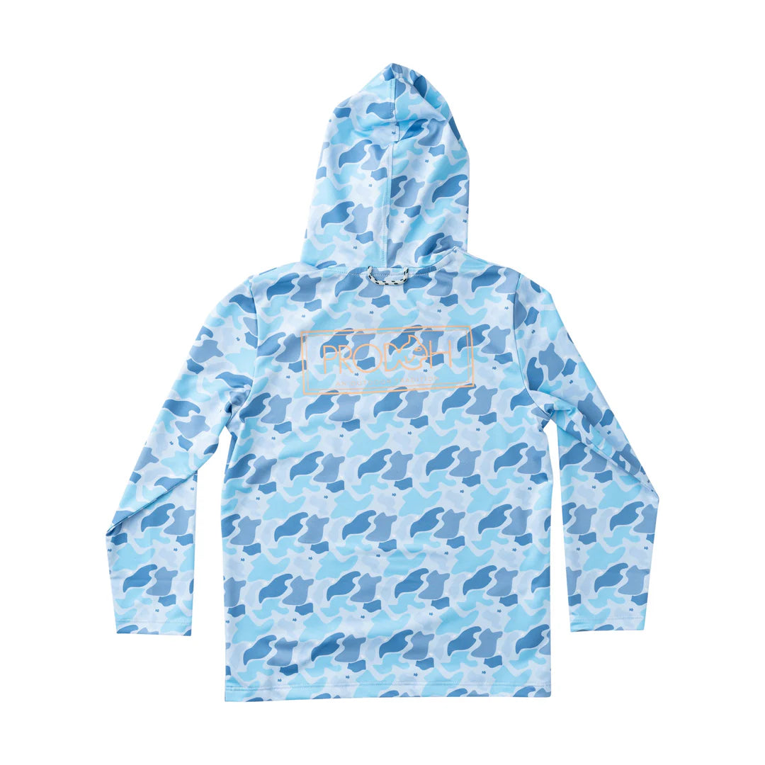 Blue Camo Logo Print Pro Performance Hoodie
