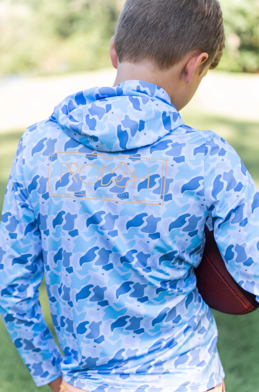Blue Camo Logo Print Pro Performance Hoodie