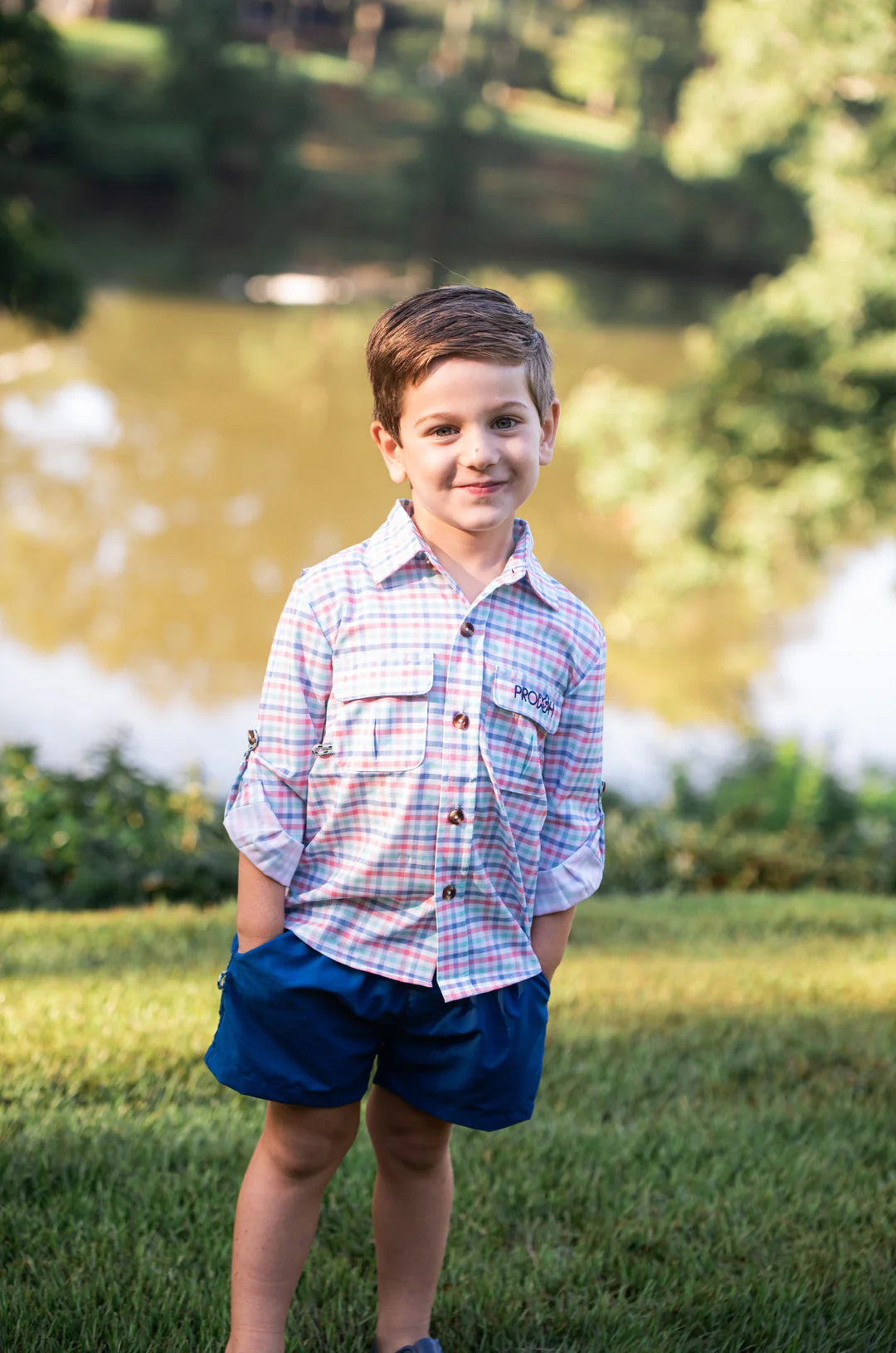 Strawberry Ice Tide Point Plaid Fishing Shirt