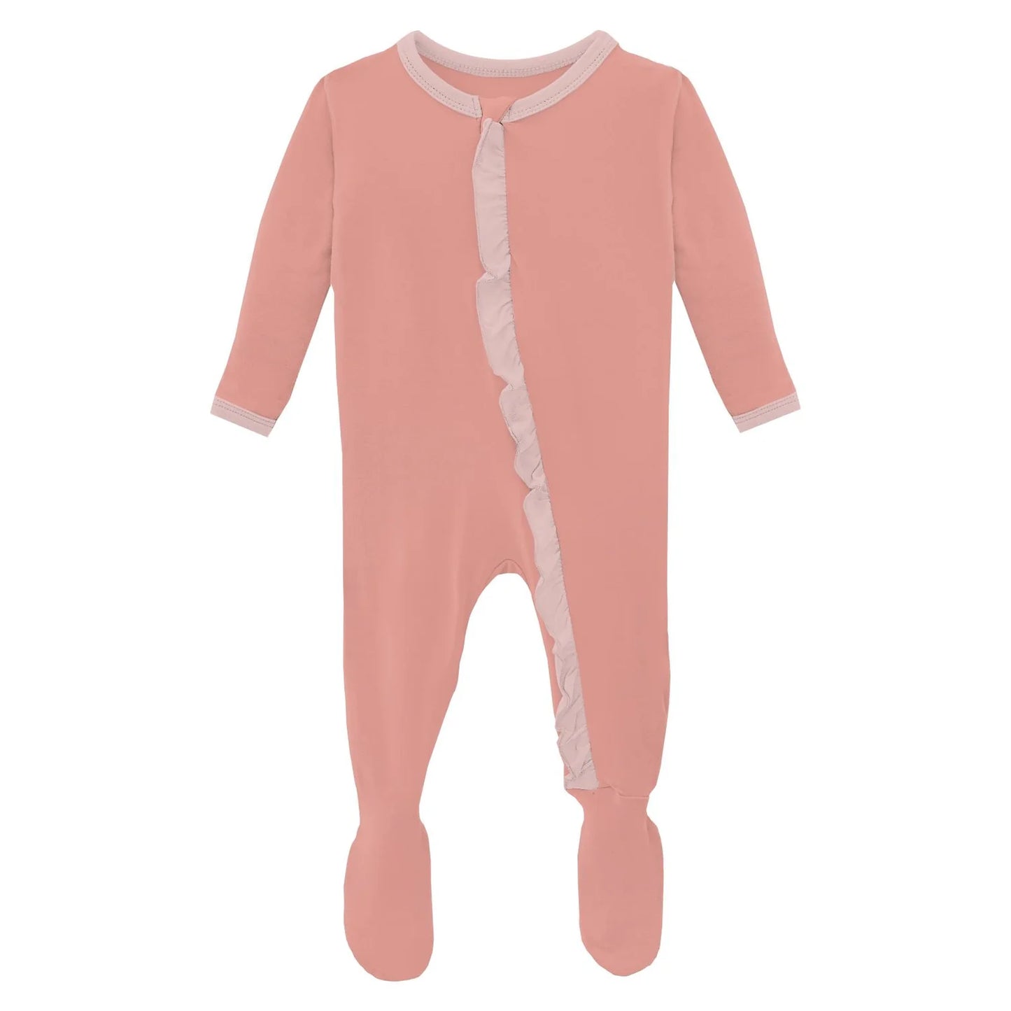 Blush W Baby Rose Ruffled Footie