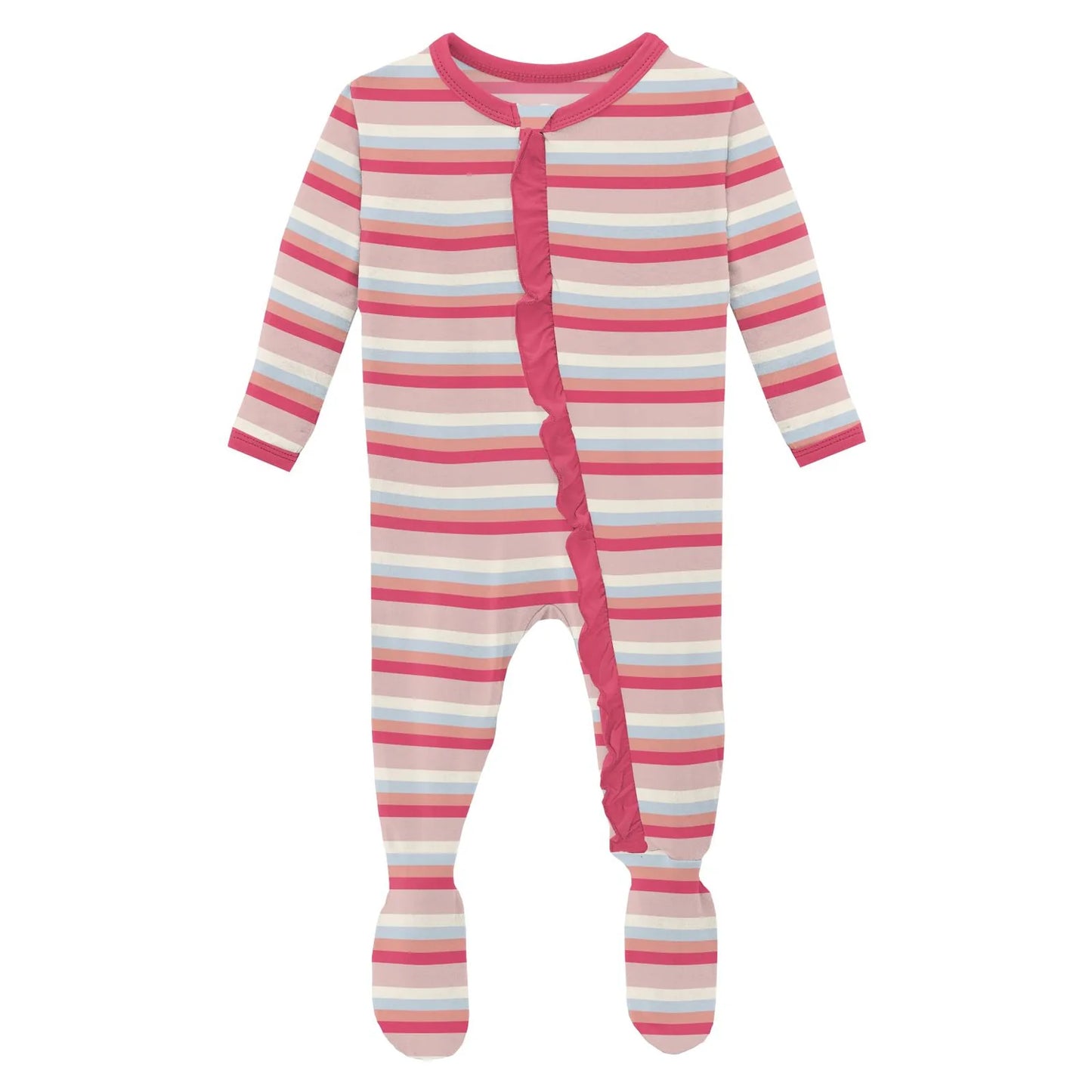 Baby Rose Stripe Ruffle Footie