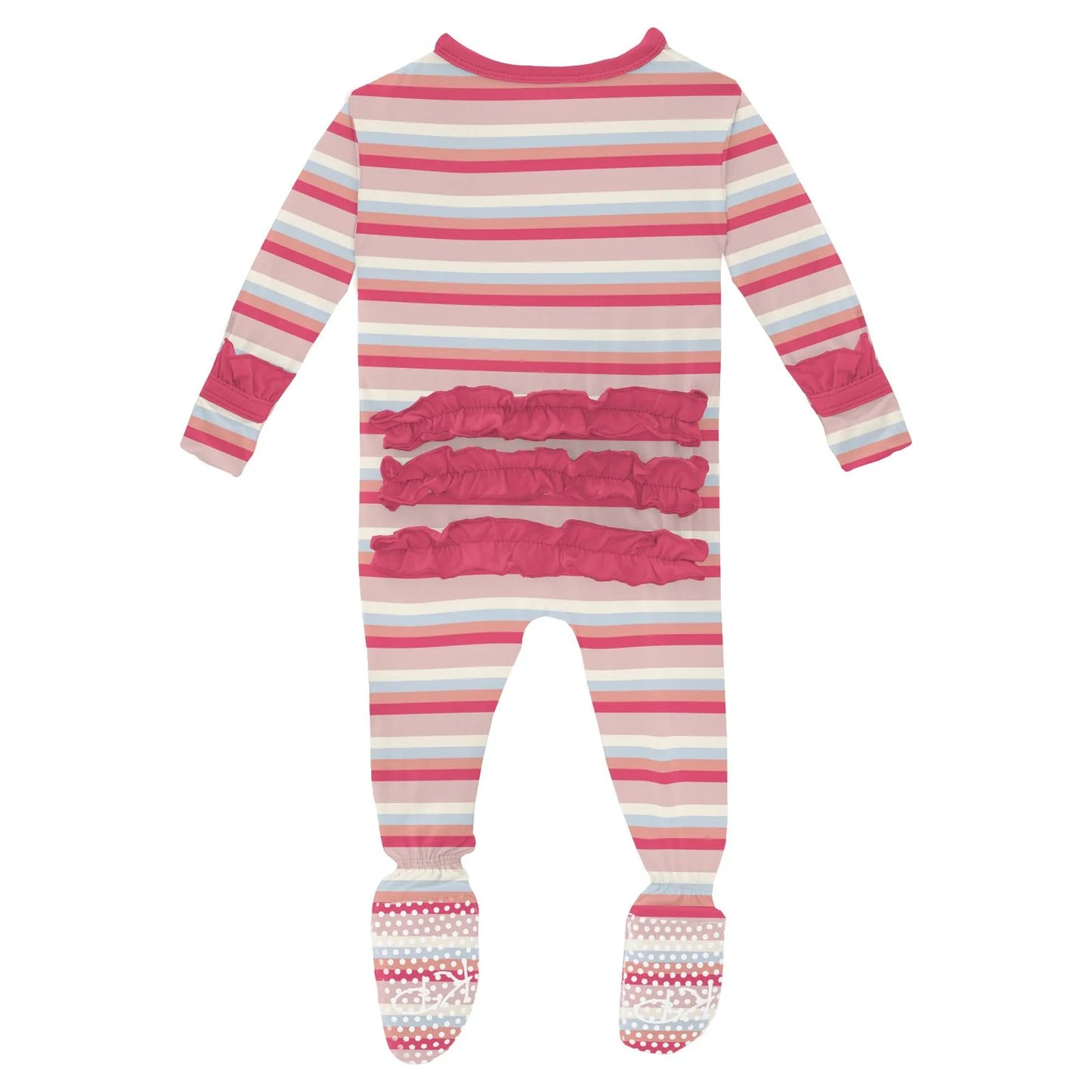 Baby Rose Stripe Ruffle Footie