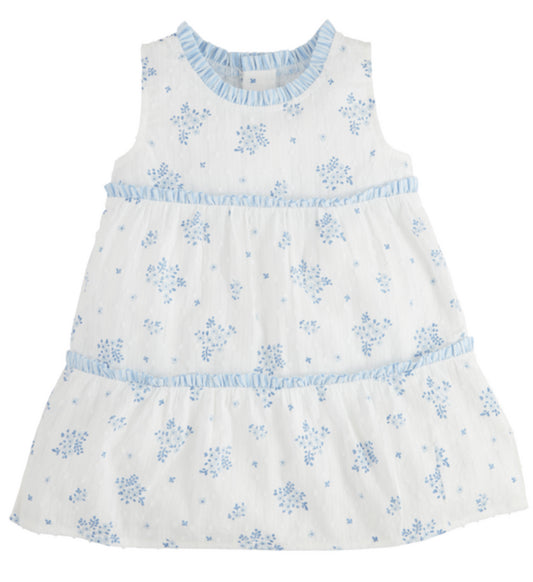 Blue Floral Tiered Dress