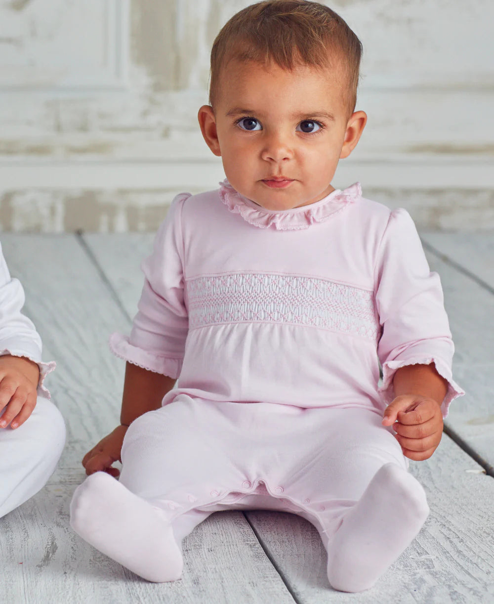 Hand Smocked CLB Charmed Pink Footie