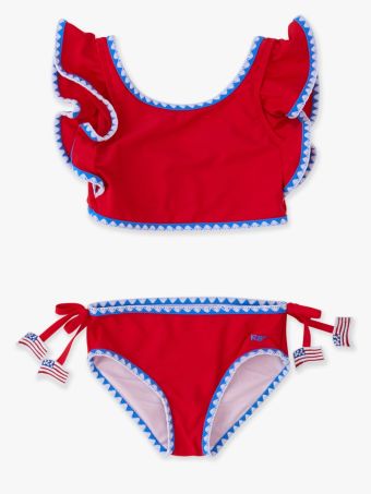 Vintage Red Crochet Detail Butterfly Tankini 2-Piece Swimsuit