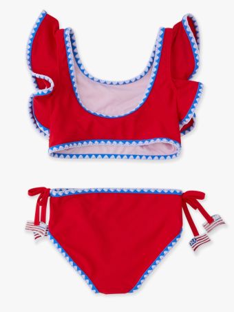 Vintage Red Crochet Detail Butterfly Tankini 2-Piece Swimsuit