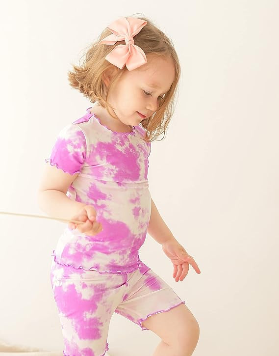 Purple Tie Dye Bamboo Short Set