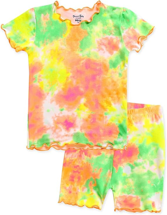 Neon Orange Tie Dye Bamboo Short Set