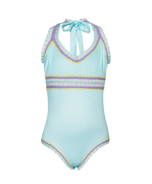 Light Blue Rainbow Embroidered One Piece
