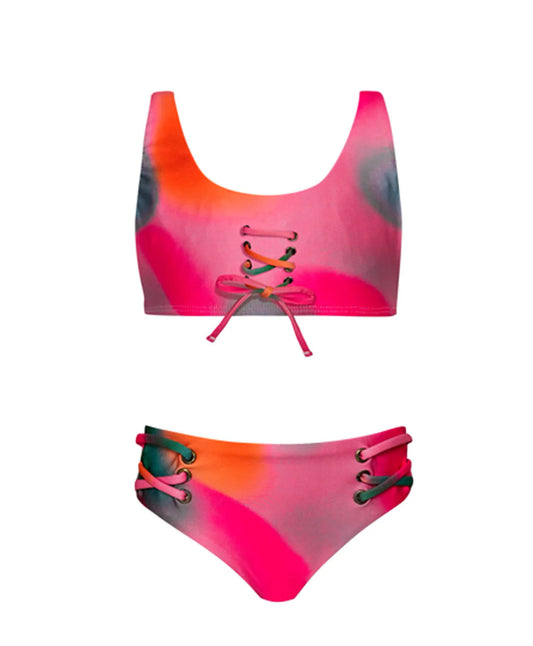 Tie Dye Lace Up Bikini