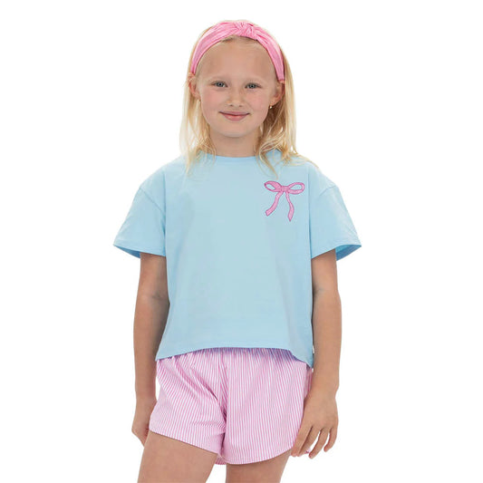Pink Glitter Bow Boxy Tee