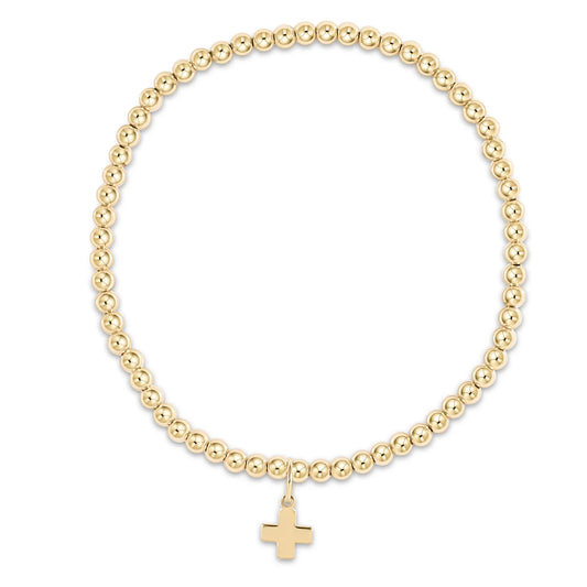 Classic Gold 3mm Bracelet - Signature Cross Gold Charm