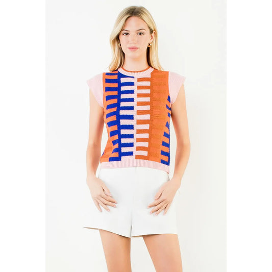 Pink Colorblock Knit Top