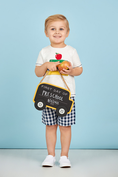 Customizable School Bus Chalkboard Sign