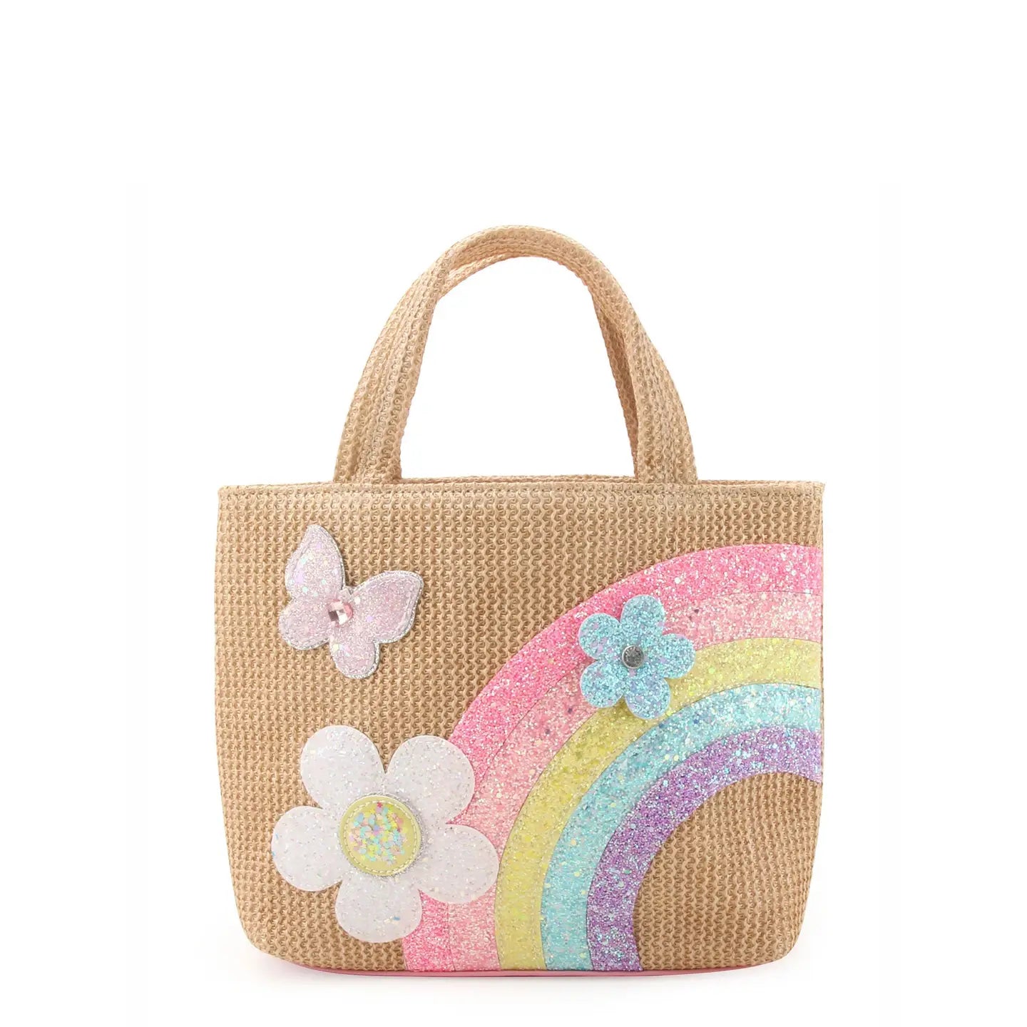 Daisy & Rainbow Straw Mini Tote Bag