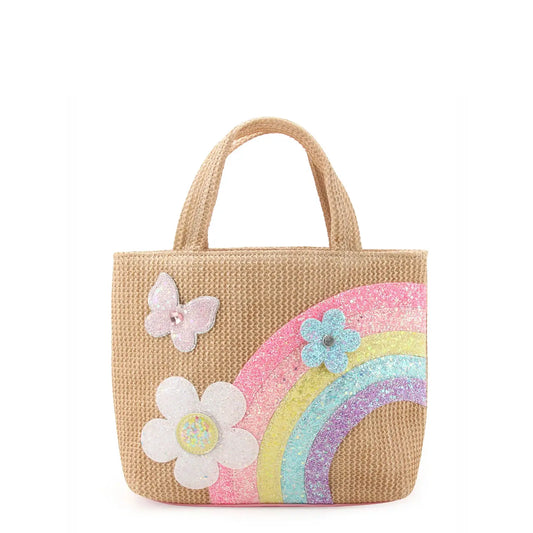 Daisy & Rainbow Straw Mini Tote Bag