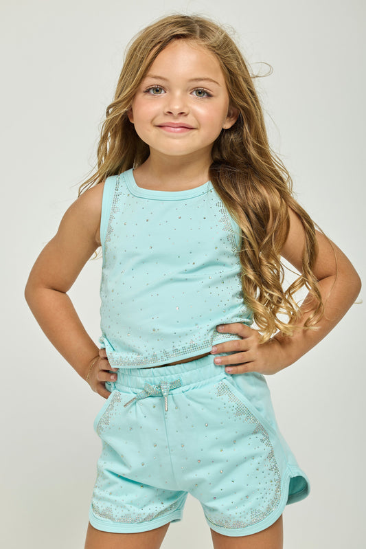 Teal Diamond Sparkle Top & Short Set