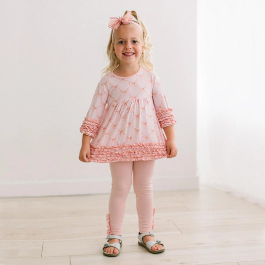 Babydoll Outfit Set in Shrinking Violet Bow Lattice