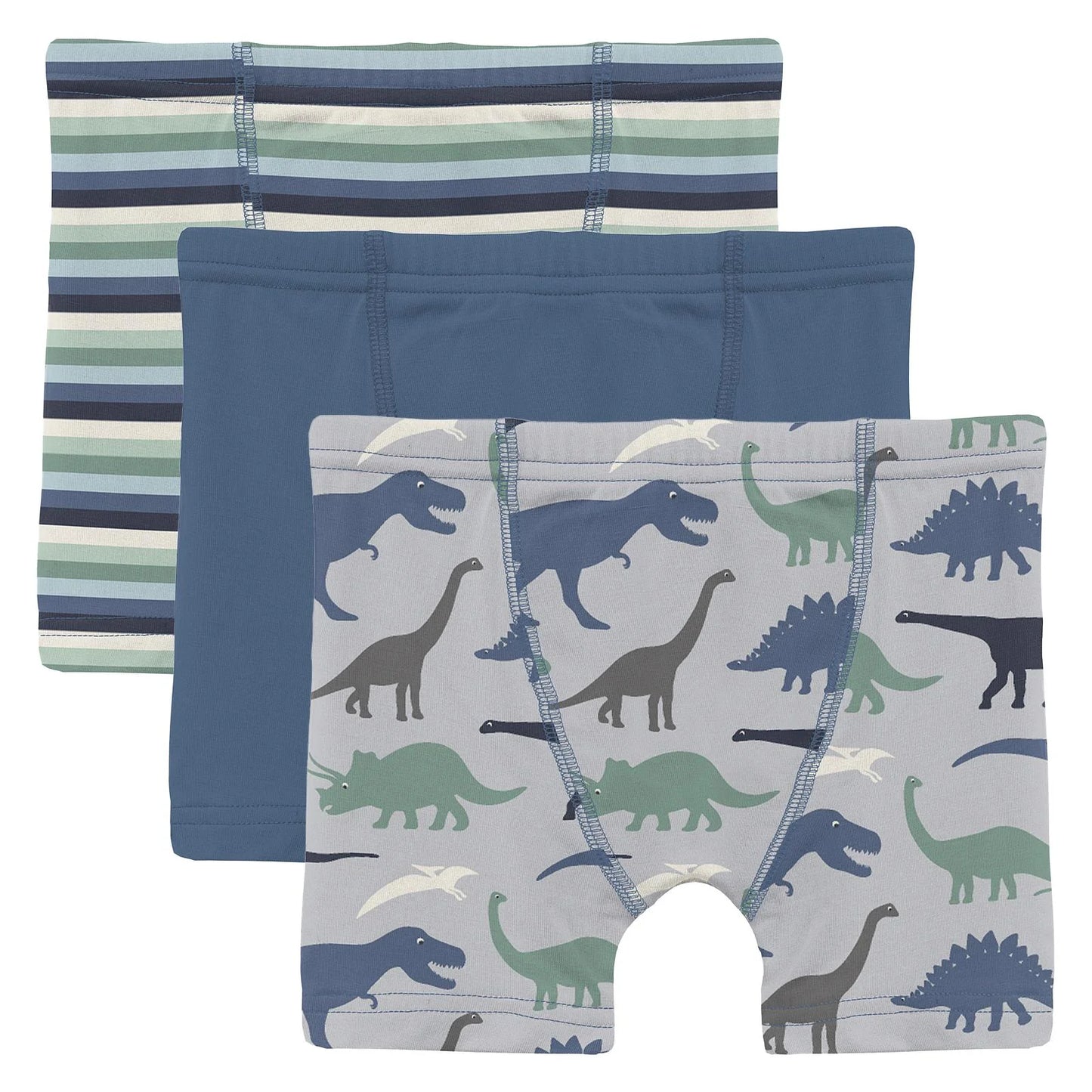 Boxer Brief Set of 3 in Denim Stripe, Denim & Dove Dino Museum