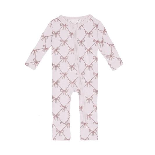 Convertible Coverall in Shrinking Violet Bow Lattice