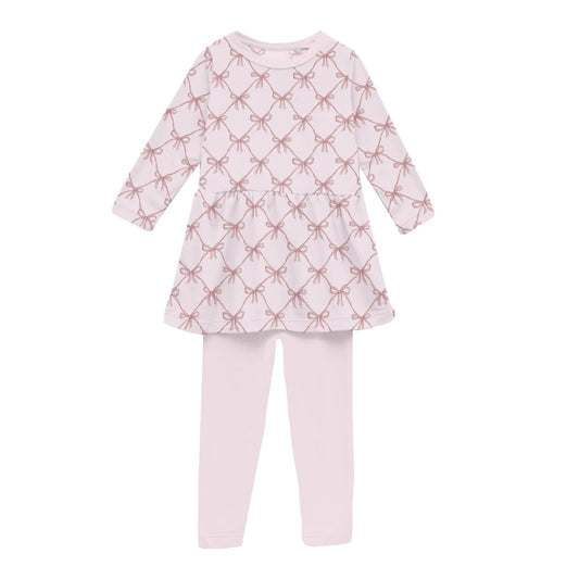 Playtime Outfit Set in Shrinking Violet Bow Lattice