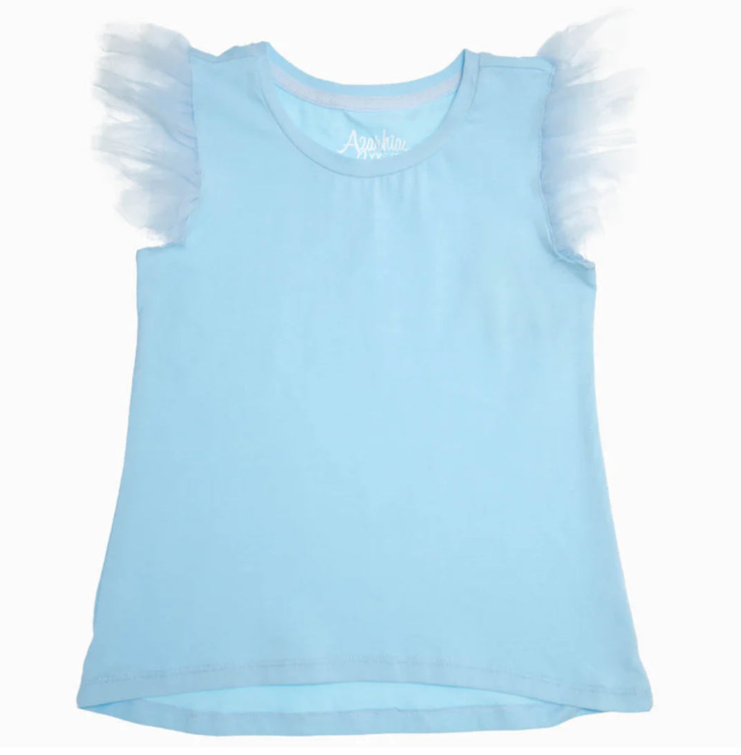 Blue Tulle Ruffle Tank