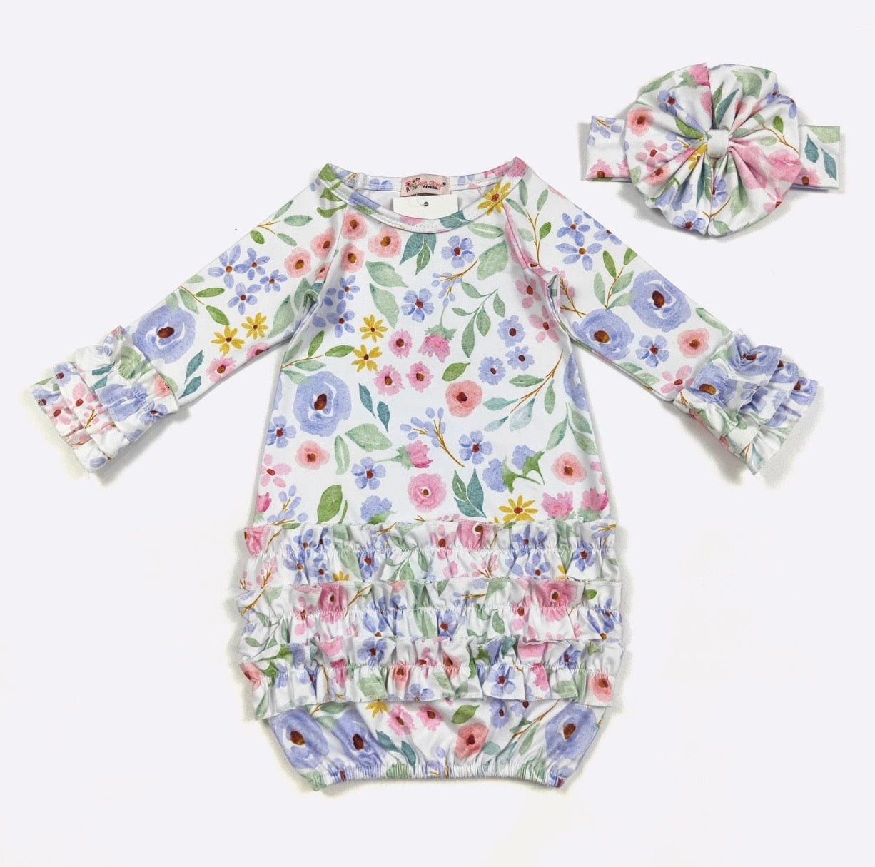 Pastel Poppy Baby Gown