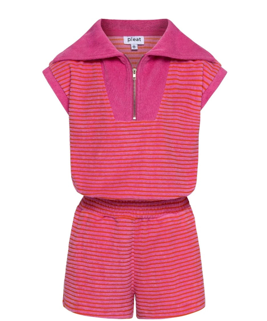 Wynne Romper - Pink/Orange French Terry