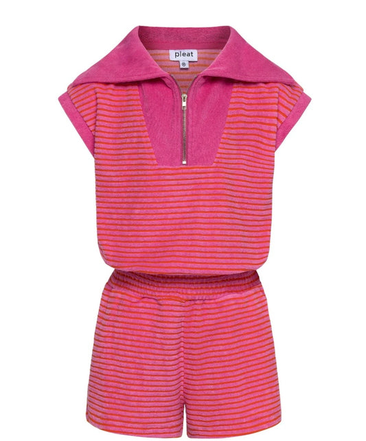 Wynne Romper - Pink/Orange French Terry