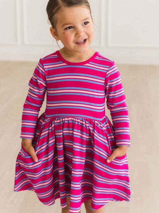 Very Berry & Periwinkle Blue Stripe Dress