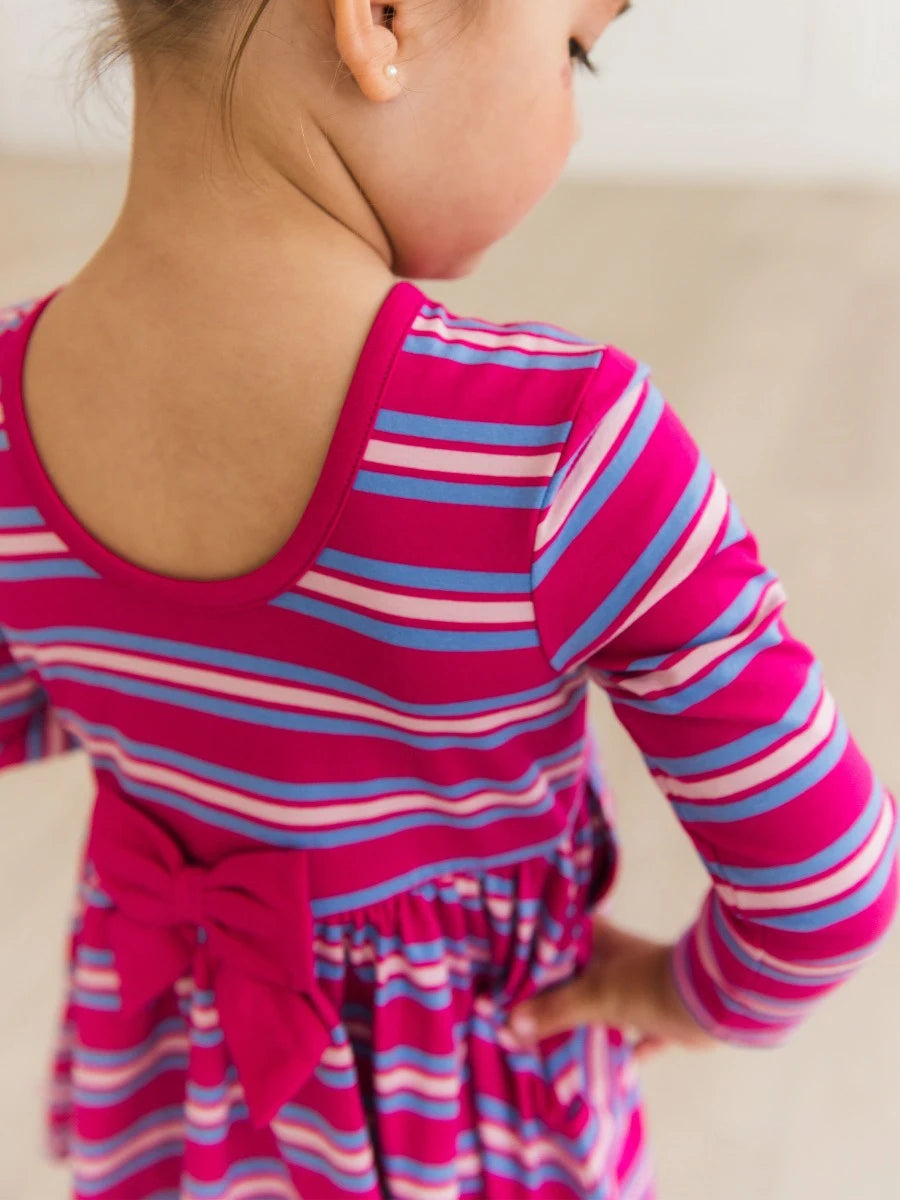 Very Berry & Periwinkle Blue Stripe Dress