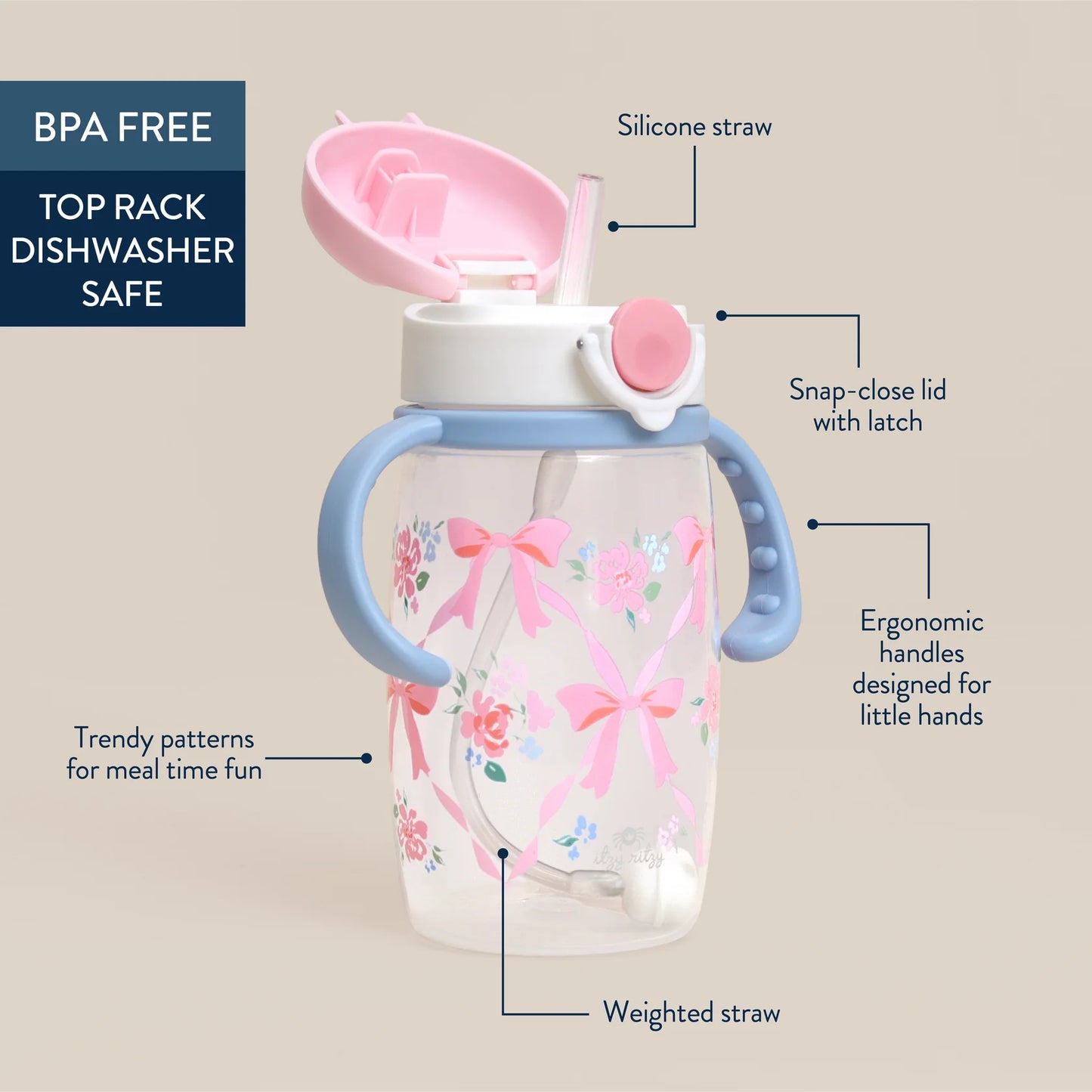 Straw Sips Cup Bows