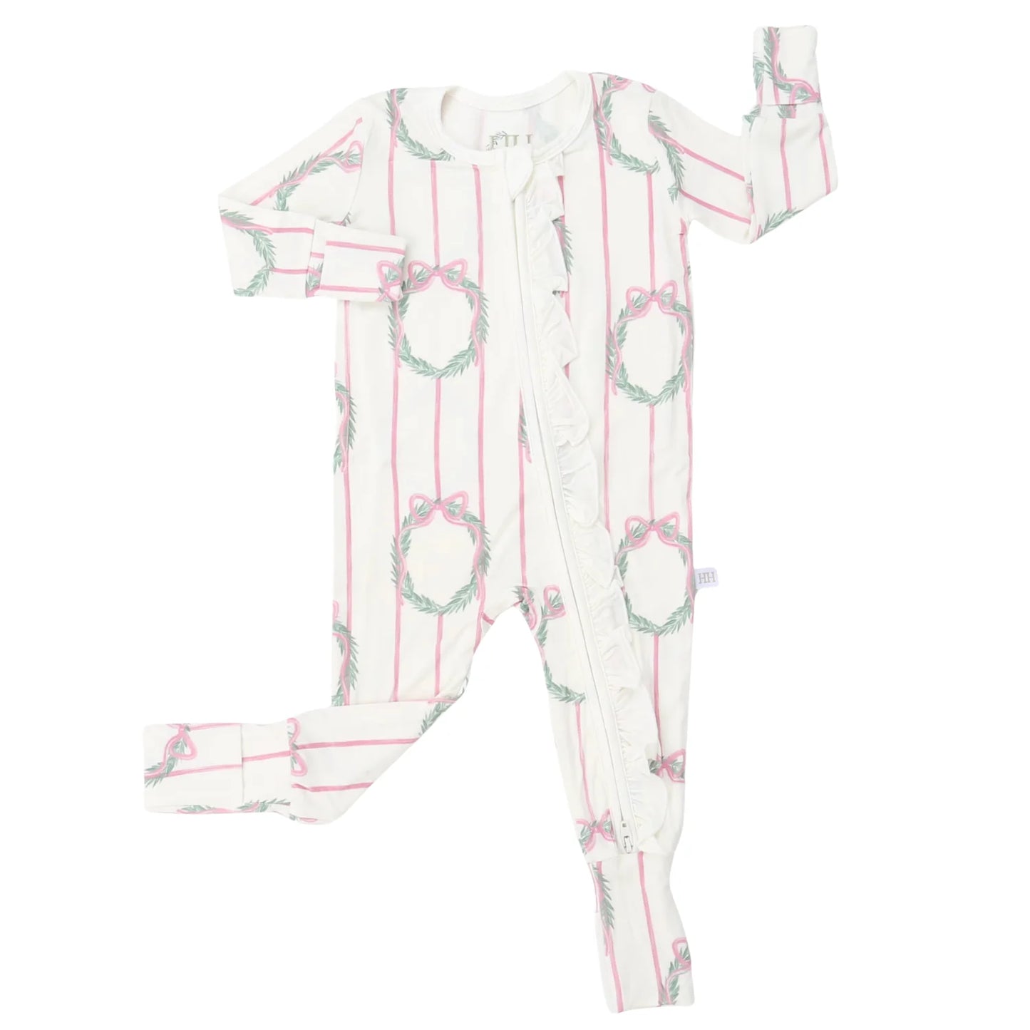Pink Wreath Convertible Footie