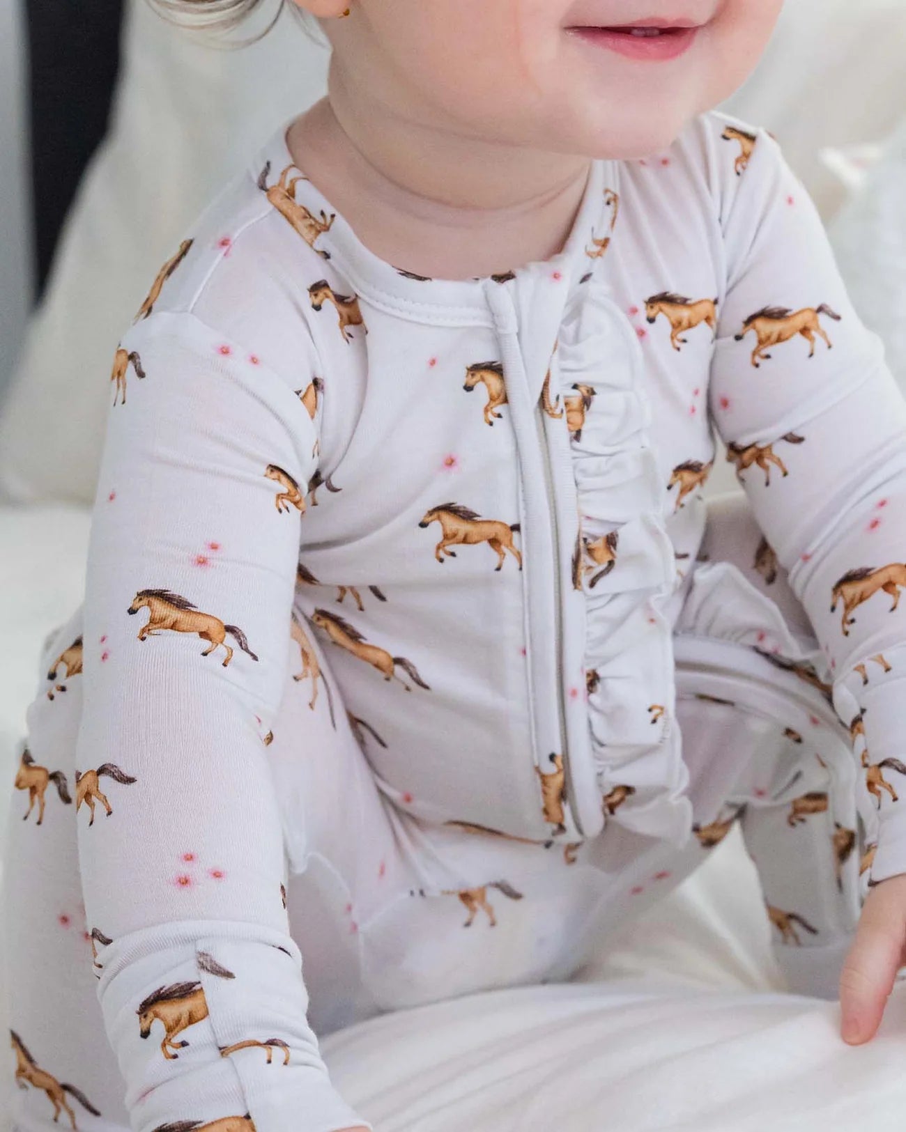 Peyton Ruffled Zippered Footie